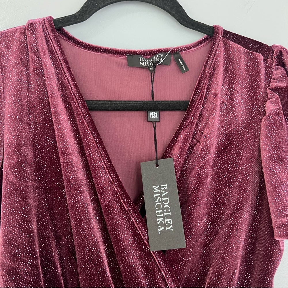 Badgley Mischka Velvet Glitter Dress - Picture 3 of 4